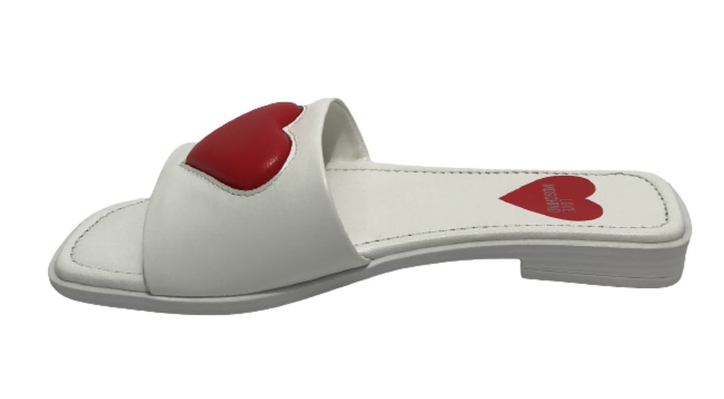 Scarpe donna Love Moschino sabot in pelle bianco DS22MO22 JA28352