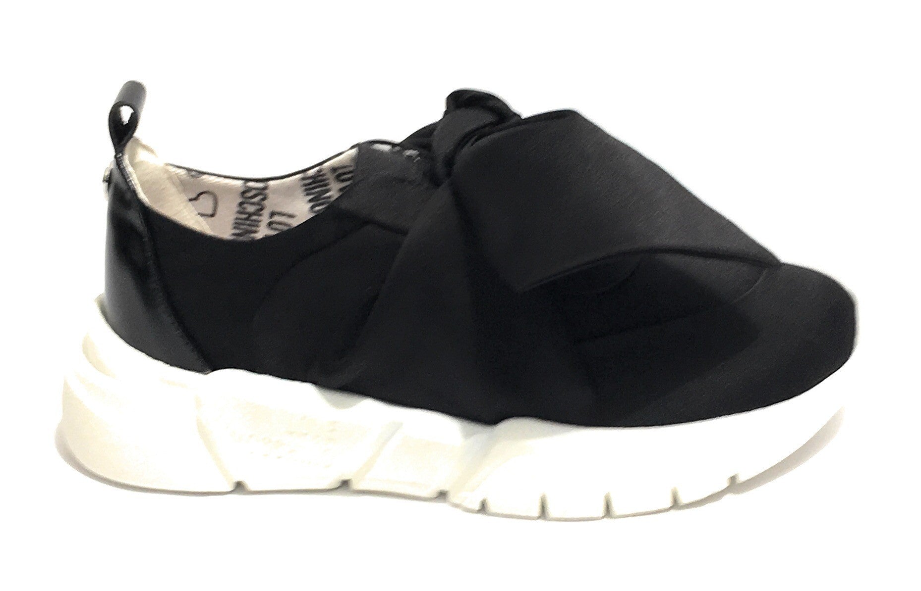 SNEAKER FONDO RUNNING LOVE MOSCHINO IN RASO COLORE NERO CON FIOCCO DONNA DS19MO12