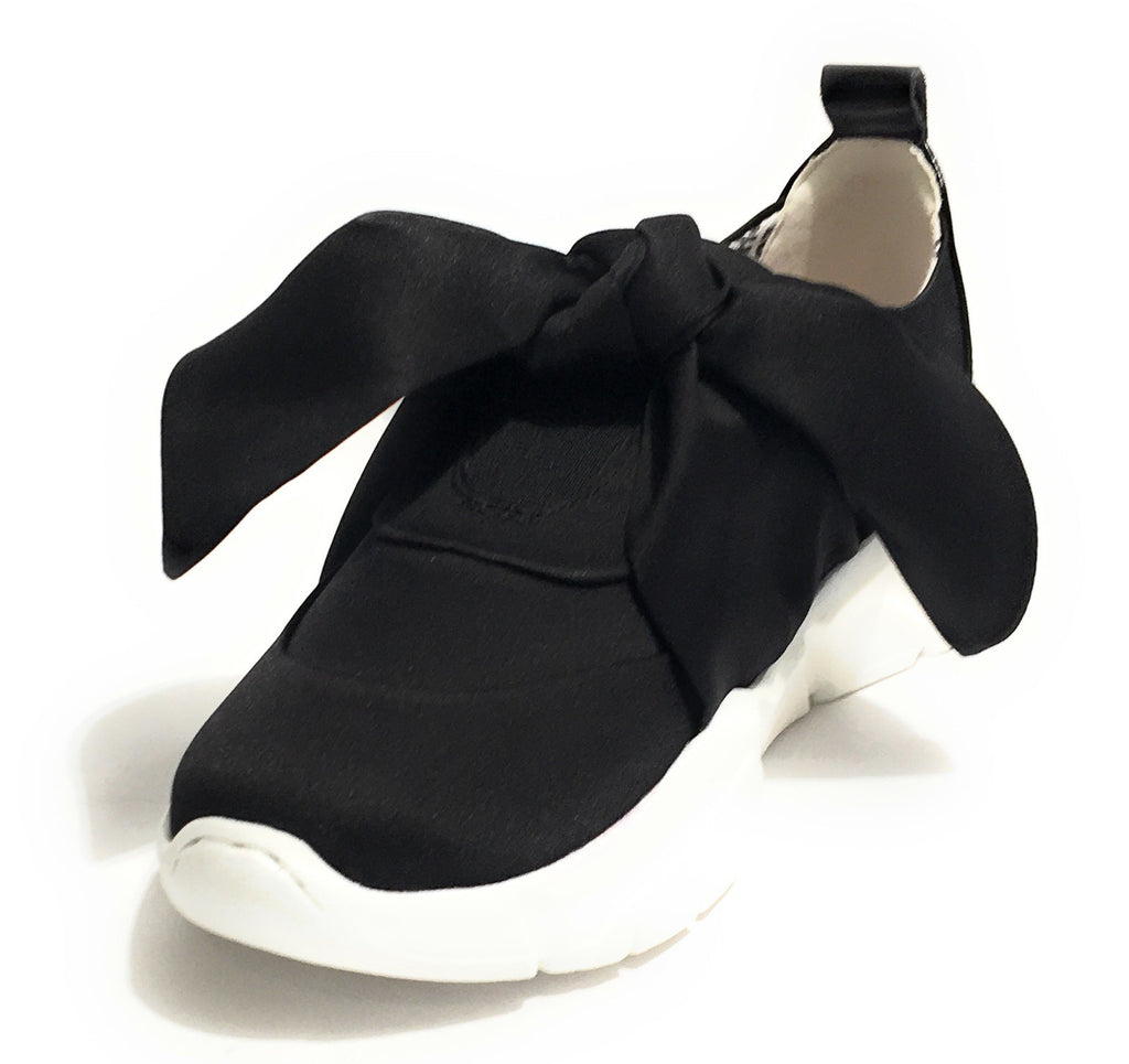 SNEAKER FONDO RUNNING LOVE MOSCHINO IN RASO COLORE NERO CON FIOCCO DONNA DS19MO12