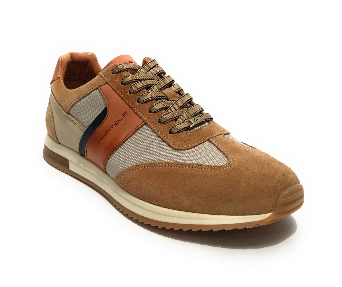 Scarpe uomo Ambitious 11319 sneaker running camel/ beige/ cognac pelle US23AM12