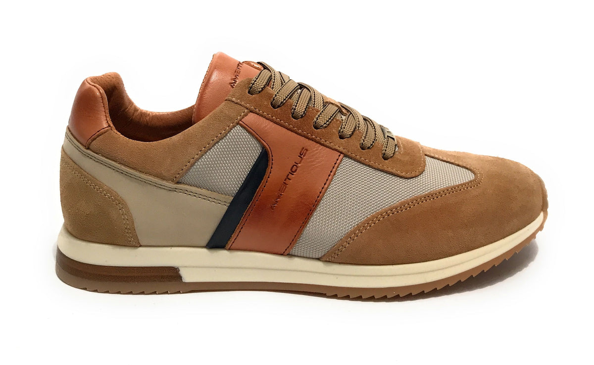 Scarpe uomo Ambitious 11319 sneaker running camel/ beige/ cognac pelle US23AM12