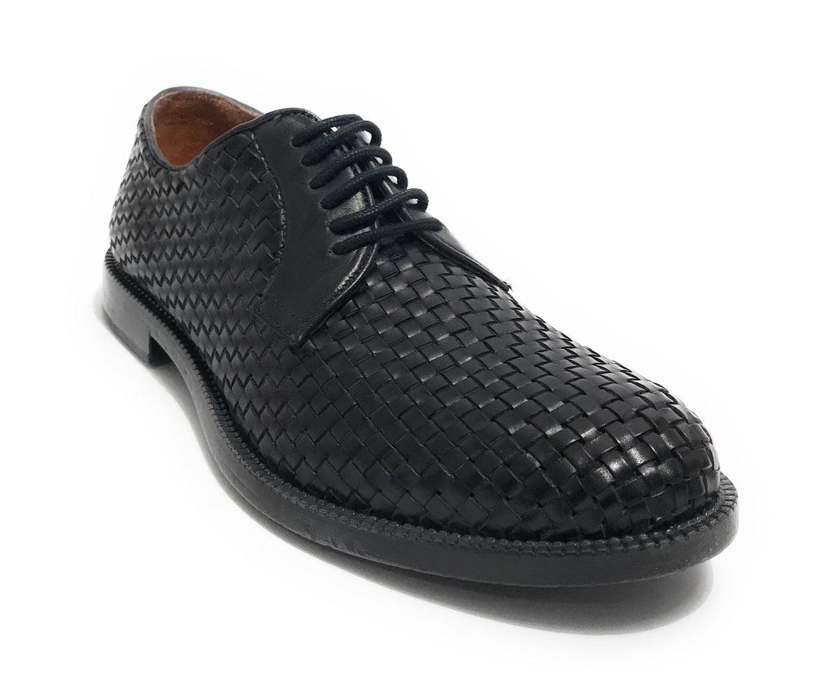 Scarpe uomo  francesina in pelle intrecciata blu navy US23EL05 1324