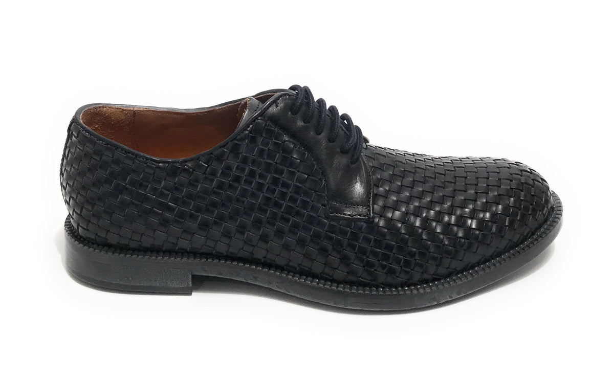 Scarpe uomo  francesina in pelle intrecciata blu navy US23EL05 1324