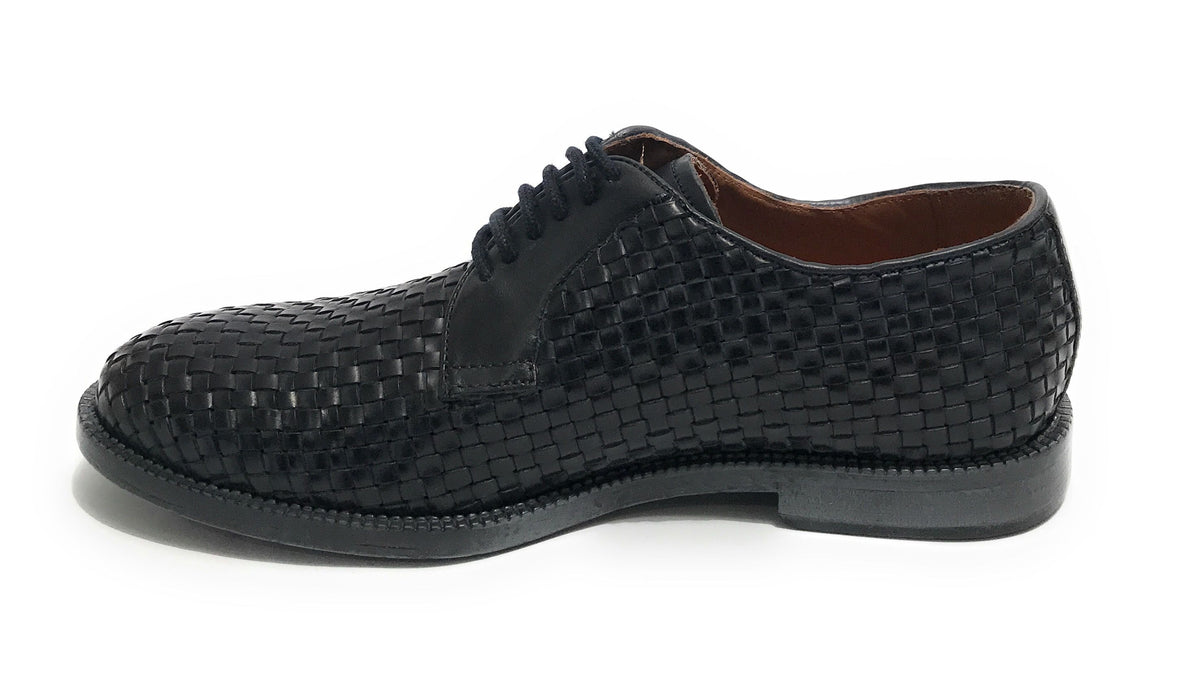 Scarpe uomo  francesina in pelle intrecciata blu navy US23EL05 1324