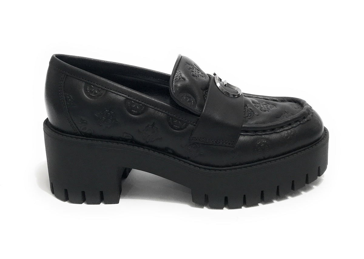 Scarpe donna mocassino Guess Wanyn in pelle nero D24GU35 FL8WNYLEA14