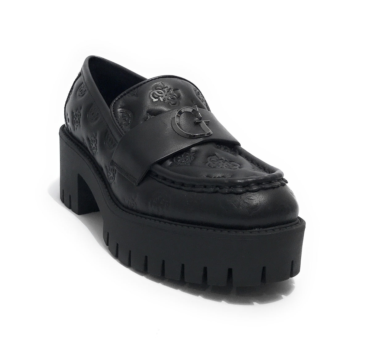 Scarpe donna mocassino Guess Wanyn in pelle nero D24GU35 FL8WNYLEA14