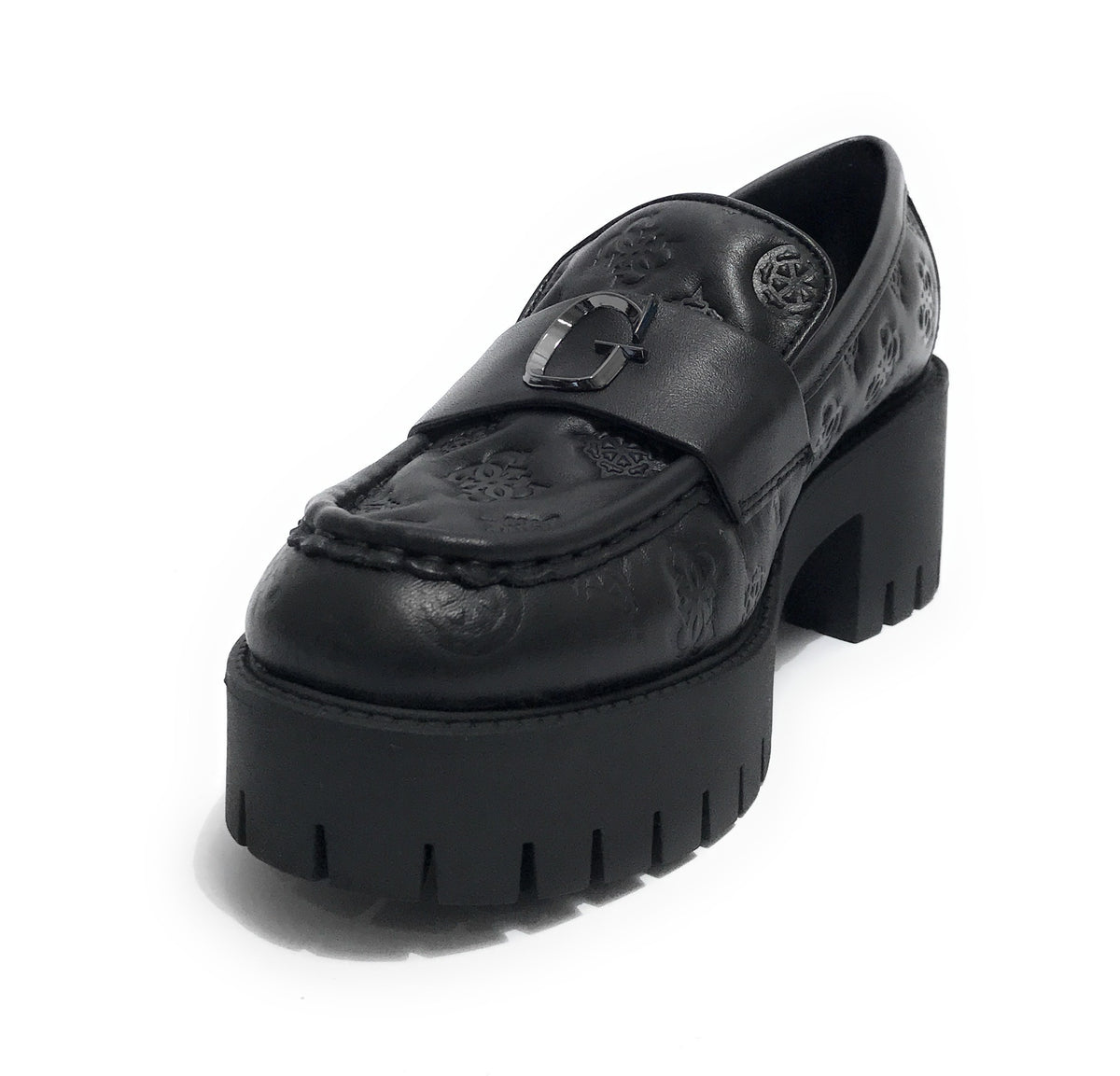 Scarpe donna mocassino Guess Wanyn in pelle nero D24GU35 FL8WNYLEA14