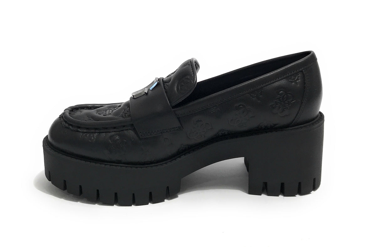Scarpe donna mocassino Guess Wanyn in pelle nero D24GU35 FL8WNYLEA14