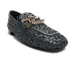 Scarpe Emanuélle Vee mocassino Valery in pelle intrecciata mat black donna DS24EV15 441M-219-13-LWM/BLA