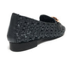 Scarpe Emanuélle Vee mocassino Valery in pelle intrecciata mat black donna DS24EV15 441M-219-13-LWM/BLA