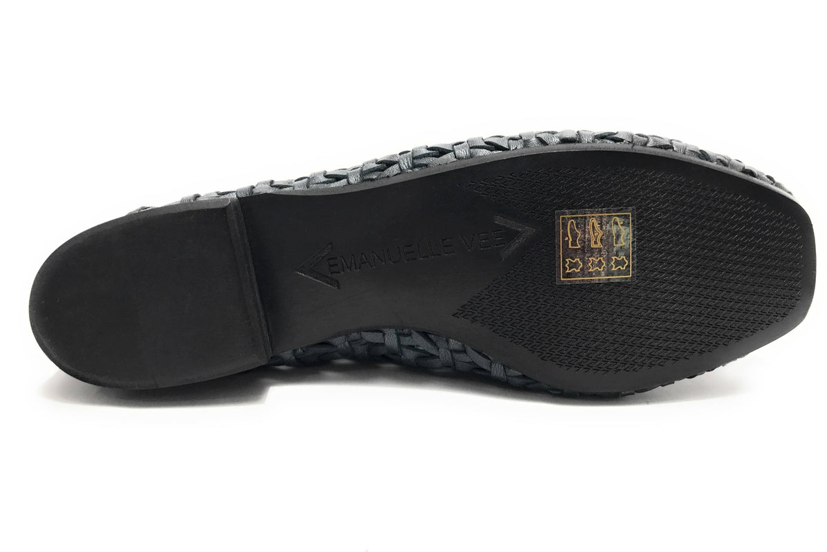 Scarpe Emanuélle Vee mocassino Valery in pelle intrecciata mat black donna DS24EV15 441M-219-13-LWM/BLA