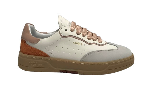 Scarpe donna sneaker Janet&Janet pelle white/pink DS25JJ04 J-091