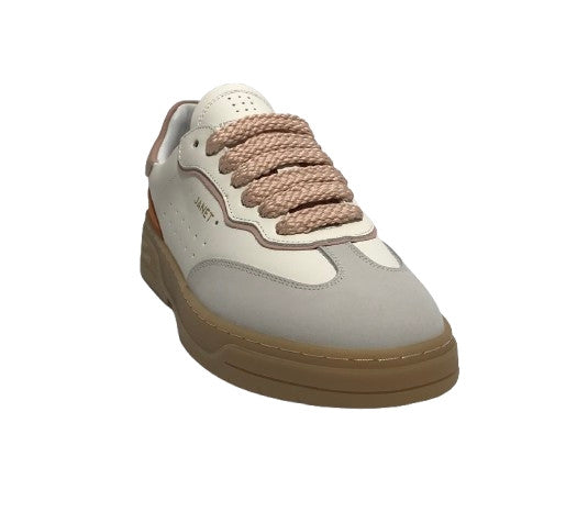 Scarpe donna sneaker Janet&Janet pelle white/pink DS25JJ04 J-091