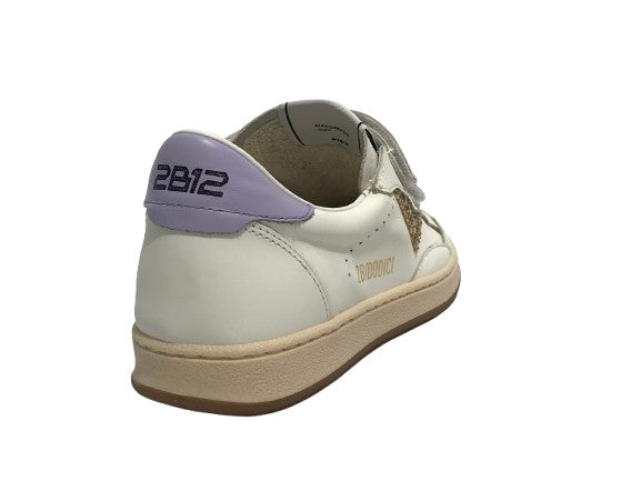 Sneaker 2B12 Miniplay-128 con strap pelle bianco/platino/lilla ZS25QB06