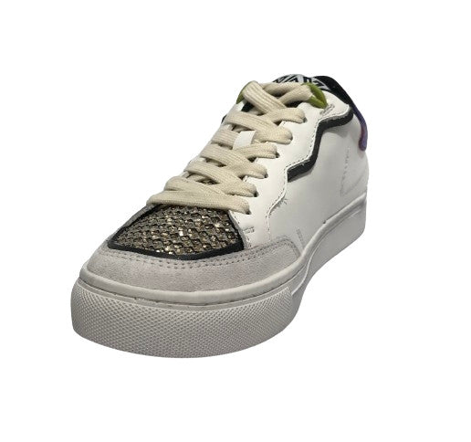Scarpe donna sneaker Emanuélle Vee Olivia in pelle whIte/ violet D25EV06 442P-700-34-P011CB\WH-VI