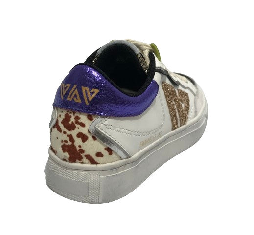 Scarpe donna sneaker Emanuélle Vee Olivia in pelle whIte/ violet D25EV06 442P-700-34-P011CB\WH-VI