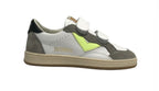 Scarpe bambino 2B12 sneaker con strap Mini.Play-83 in pelle bianco/ grigio/ fluo ZS24QB09
