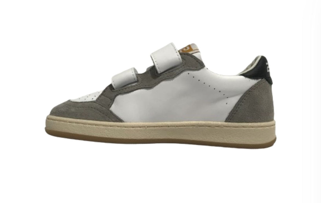 Scarpe bambino 2B12 sneaker con strap Mini.Play-83 in pelle bianco/ grigio/ fluo ZS24QB09