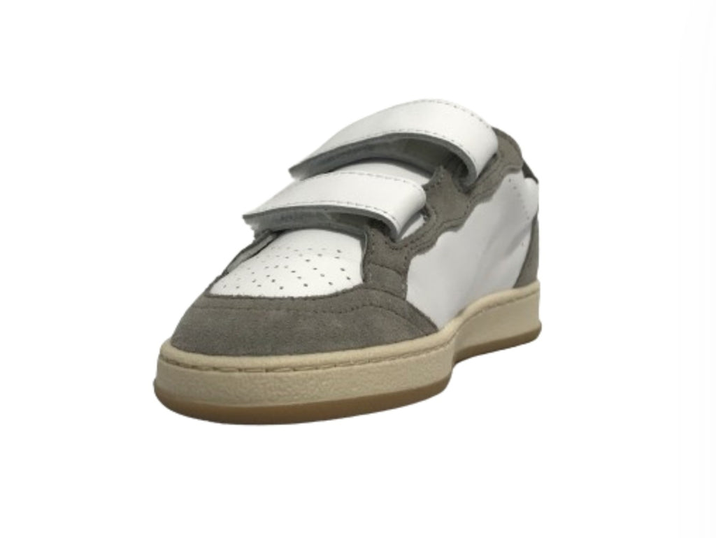 Scarpe bambino 2B12 sneaker con strap Mini.Play-83 in pelle bianco/ grigio/ fluo ZS24QB09