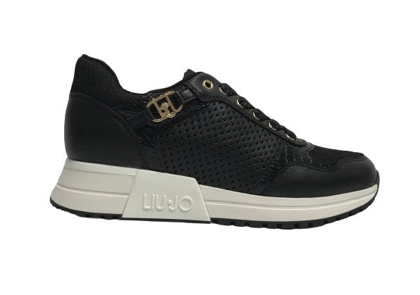Scarpe donna Liu-Jo sneaker Kiss 719 in ecopelle traforata black DS24LJ34 4A4713 EX250
