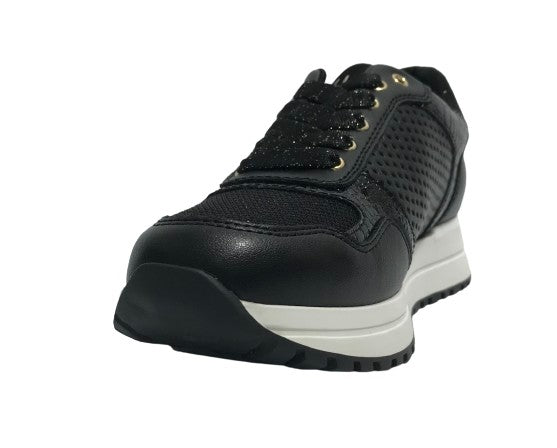 Scarpe donna Liu-Jo sneaker Kiss 719 in ecopelle traforata black DS24LJ34 4A4713 EX250