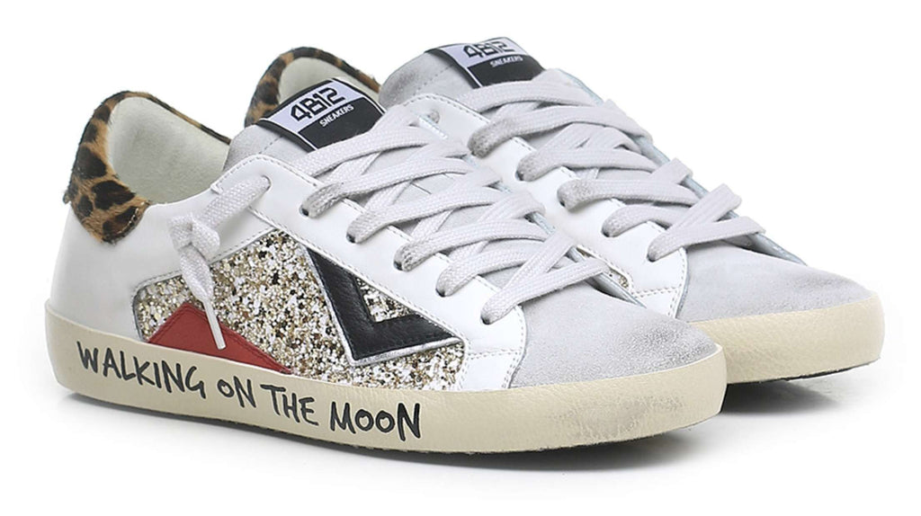 Scarpe donna 4B12 sneaker in pelle leo/ glitter D25QB05 SUPRIME-DBS268