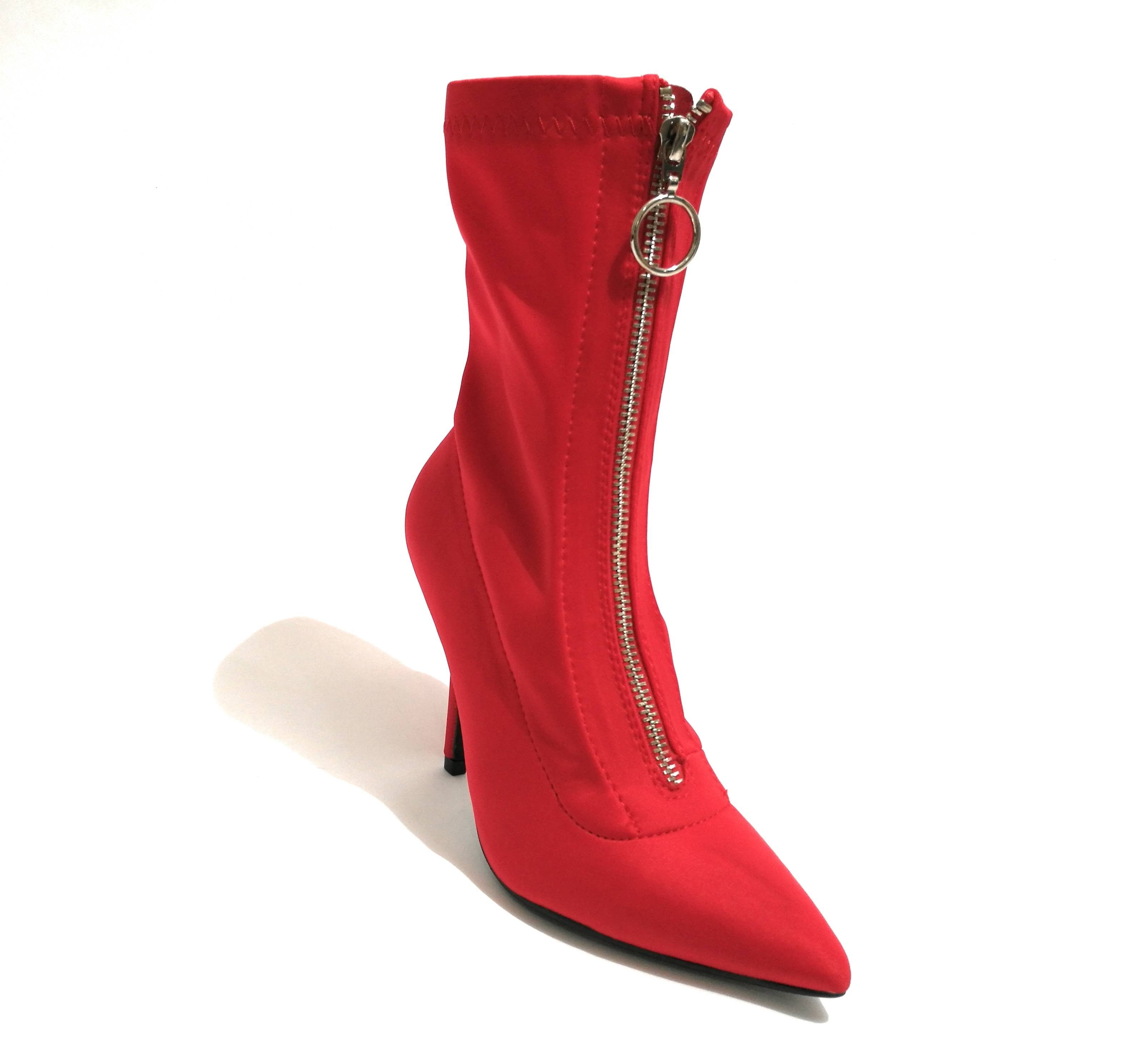 TRONCHETTO GOLD&GOLD ANKLE BOOT A CALZINO TESSUTO STRETCH TC 90 ROSSO DONNA D19GG26