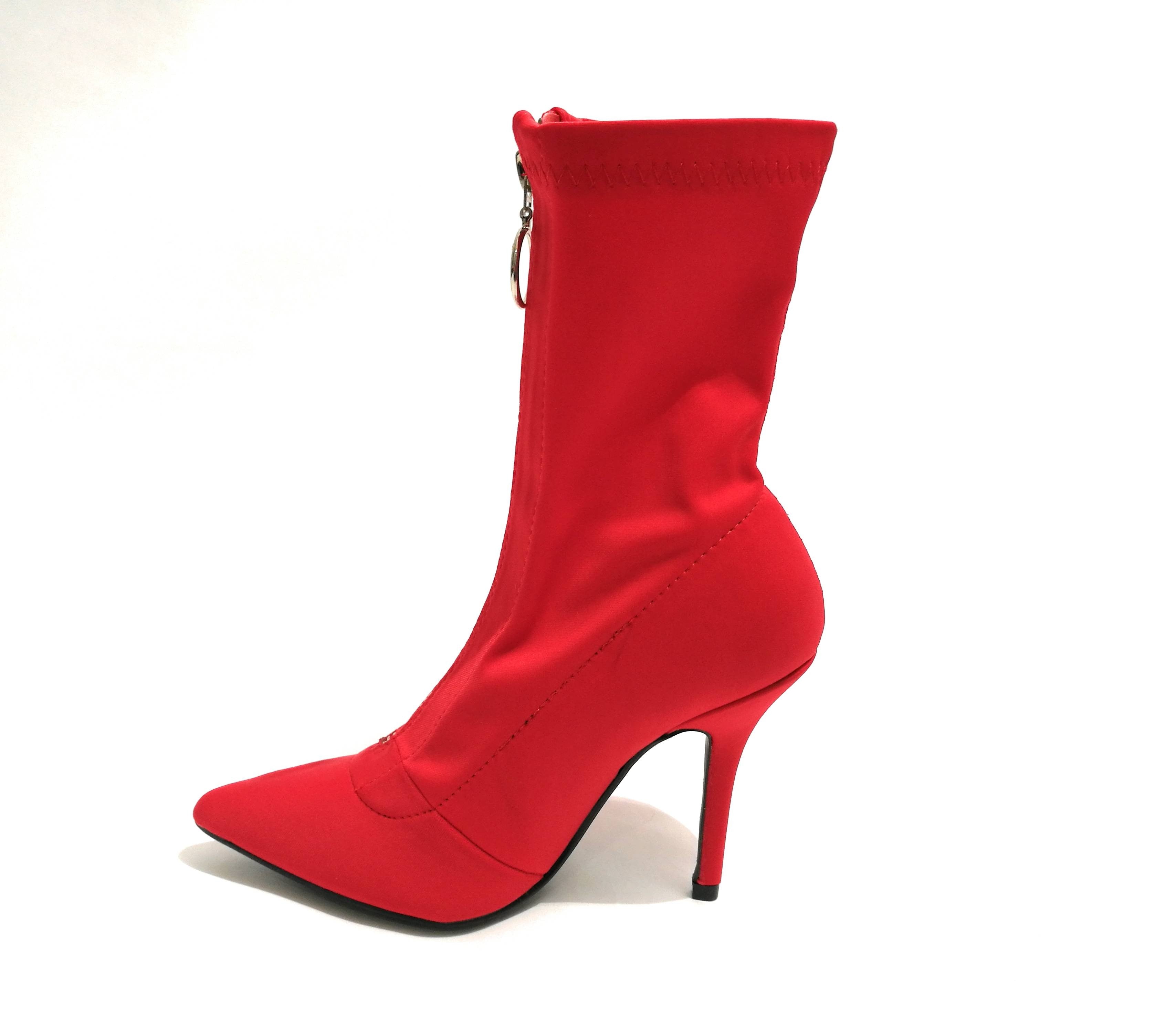 TRONCHETTO GOLD&GOLD ANKLE BOOT A CALZINO TESSUTO STRETCH TC 90 ROSSO DONNA D19GG26