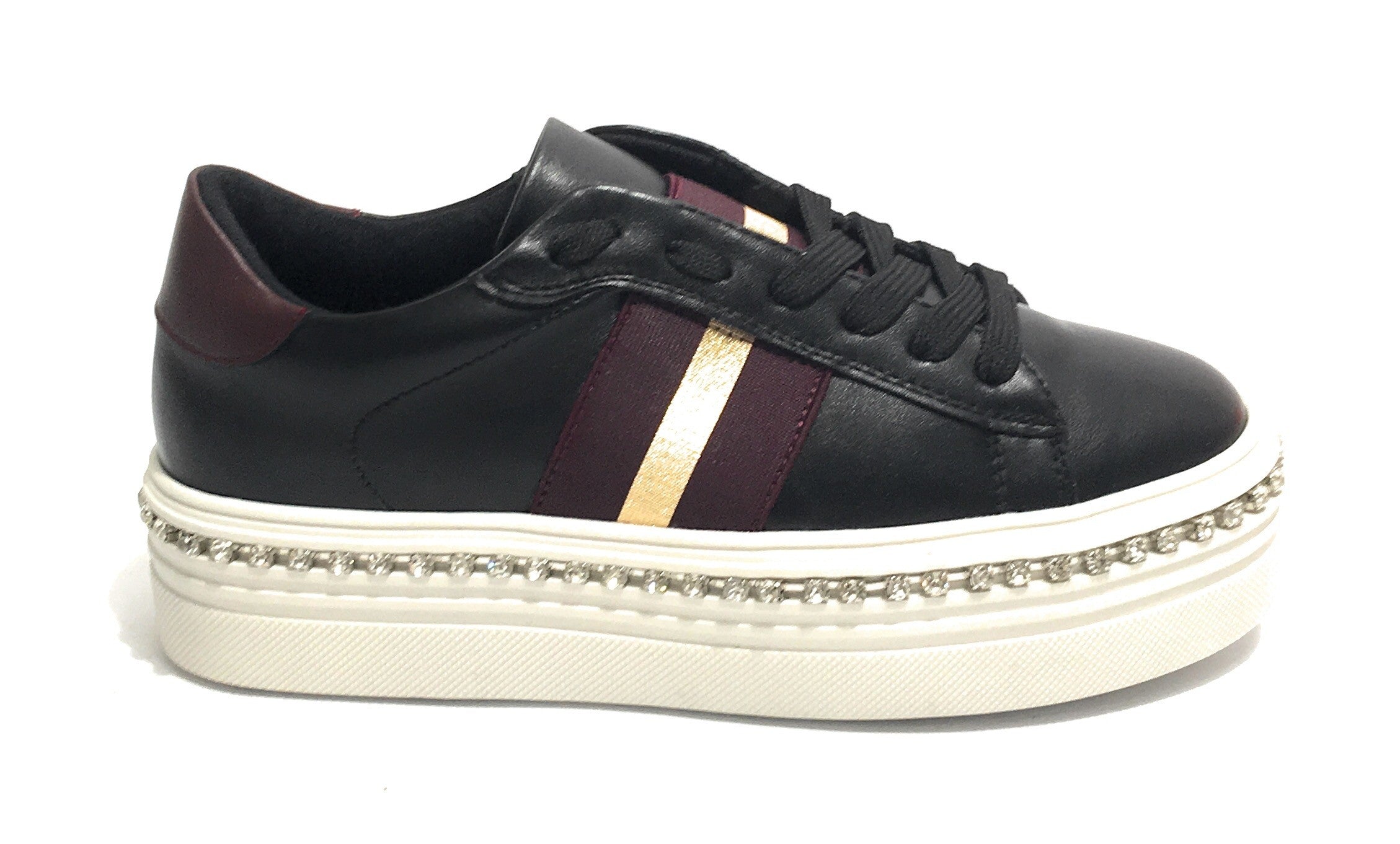 Scarpe donna Gold&gold sneaker fondo platform in ecopelle nero D20GG38