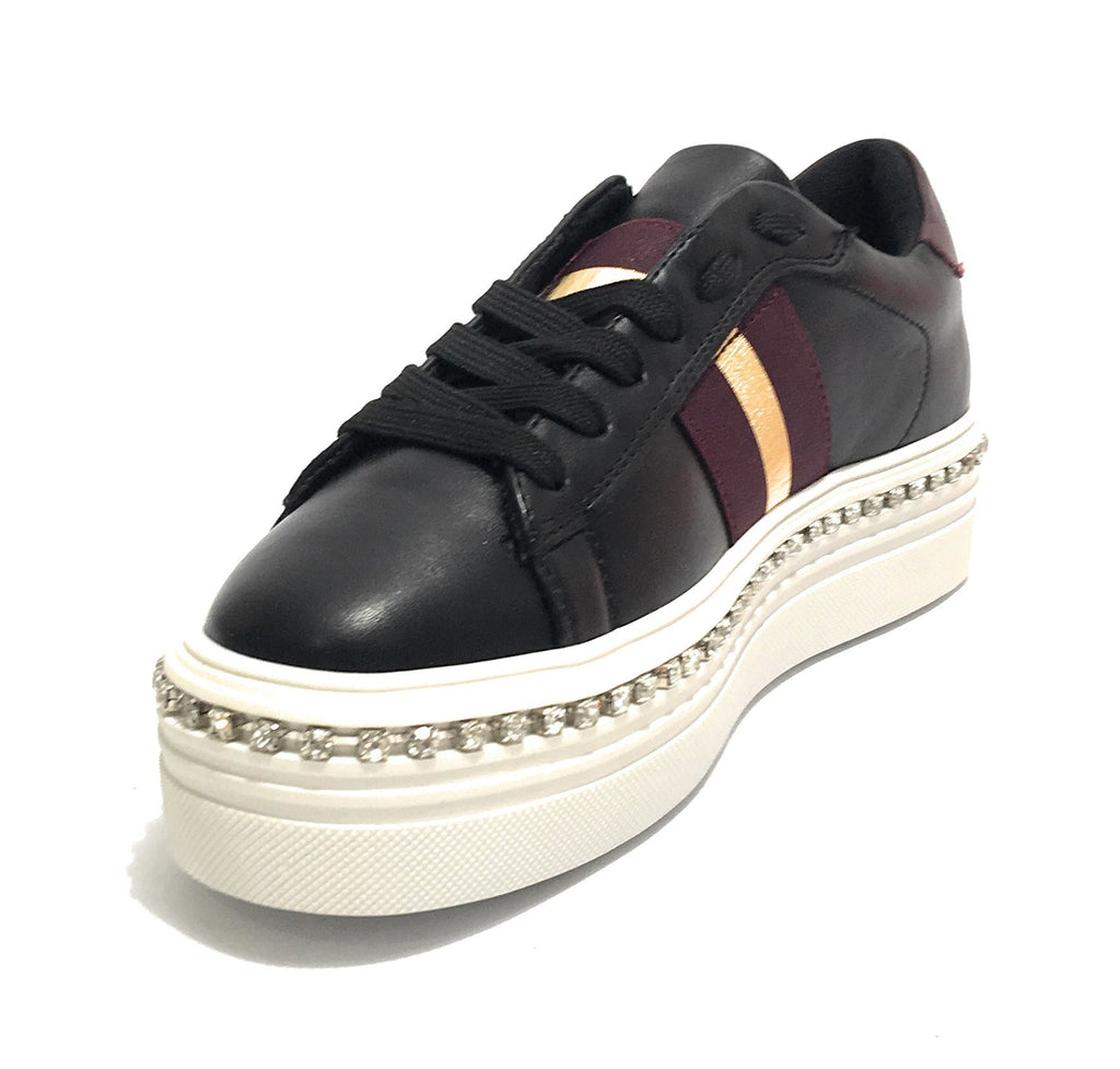 Scarpe donna Gold&gold sneaker fondo platform in ecopelle nero D20GG38