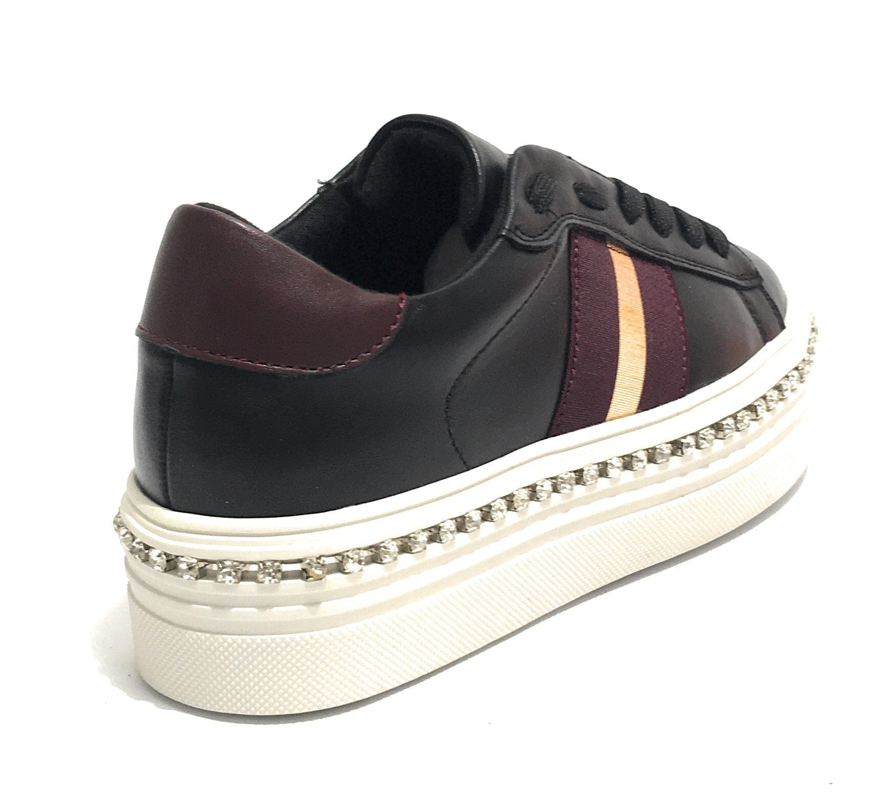 Scarpe donna Gold&gold sneaker fondo platform in ecopelle nero D20GG38