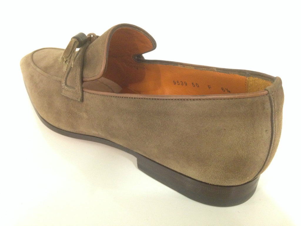 SCARPE UOMO SANTONI MOCASSINO SFILATO CON NAPPE TORTORA  FATTA MANO 60