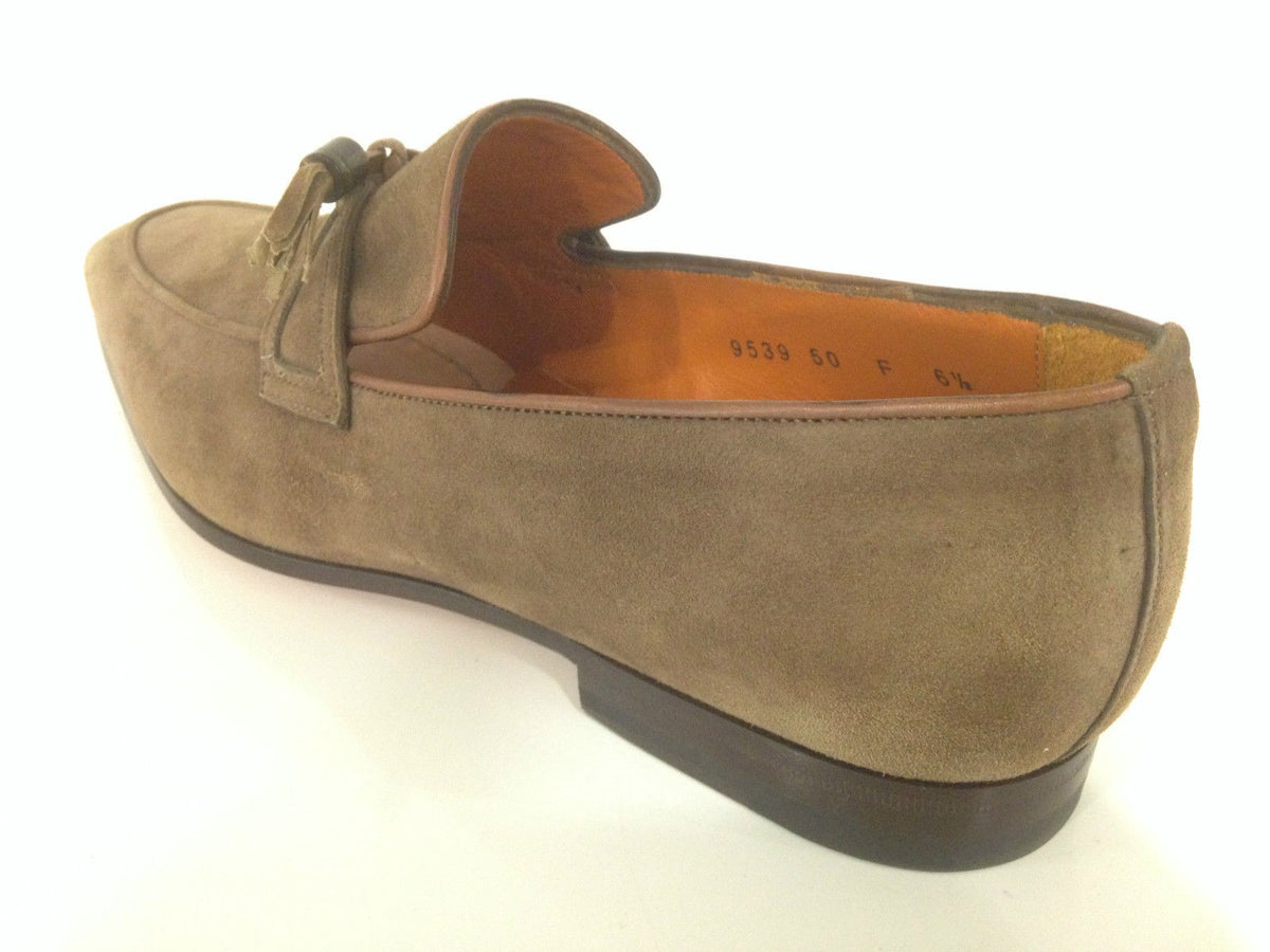 SCARPE UOMO SANTONI MOCASSINO SFILATO CON NAPPE TORTORA  FATTA MANO 60