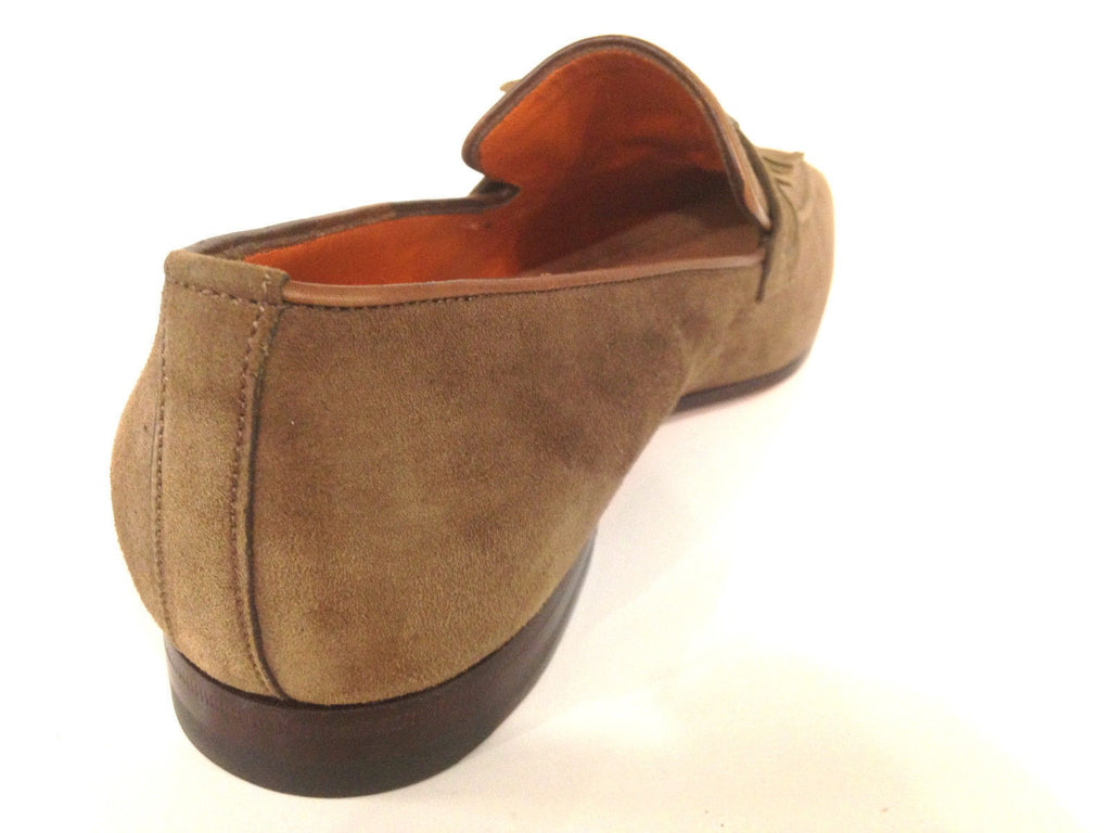 SCARPE UOMO SANTONI MOCASSINO SFILATO CON NAPPE TORTORA  FATTA MANO 60