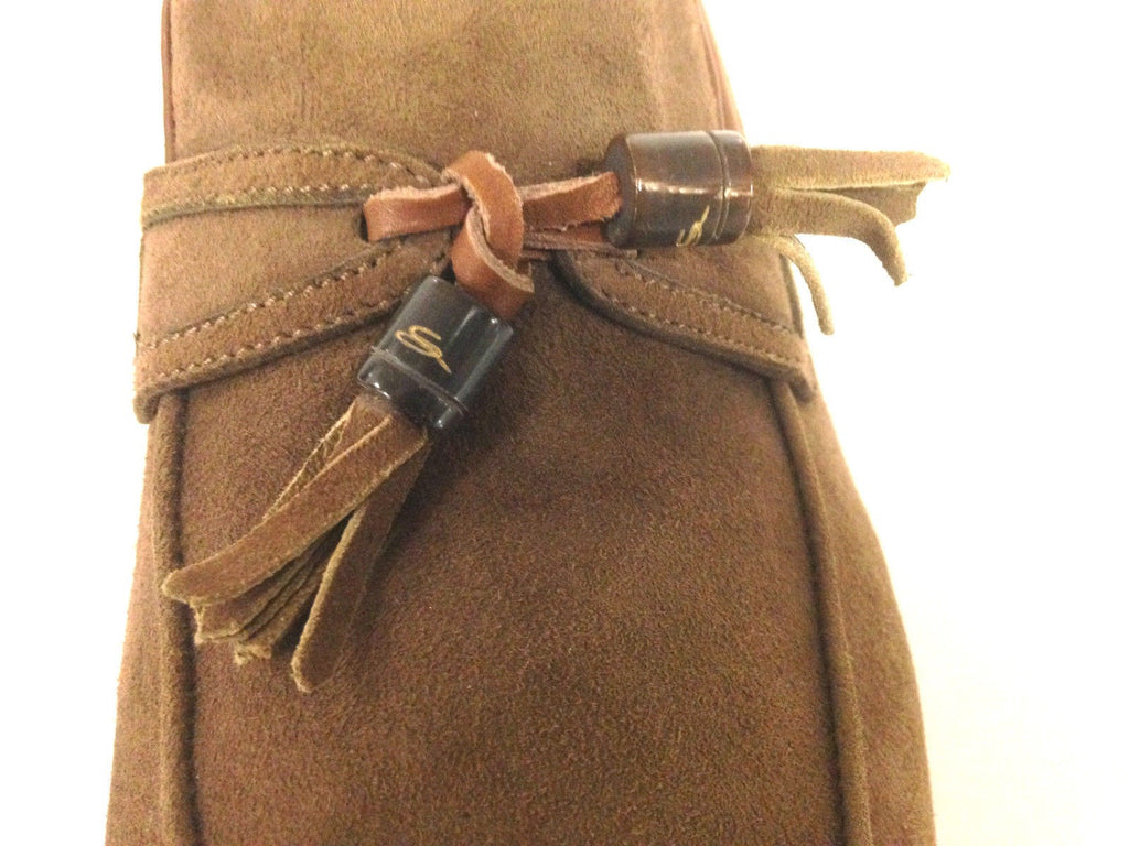 SCARPE UOMO SANTONI MOCASSINO SFILATO CON NAPPE TORTORA  FATTA MANO 60