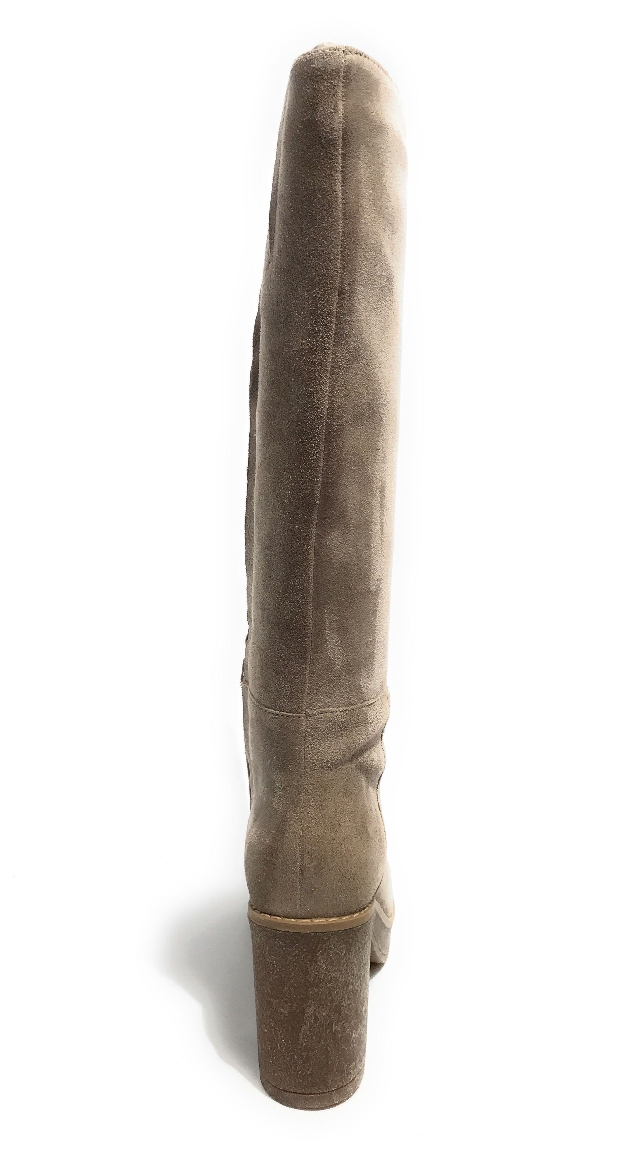 Scarpe donna  stivale con gambale alto fondo classico in pelle camosciato beige D23EL09 91147