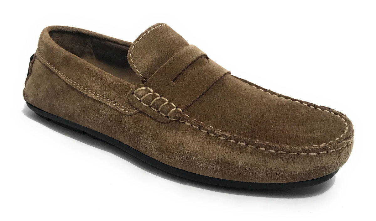 Mocassino tubolare uomo  in pelle scamosciata taupe US23EL02 2051
