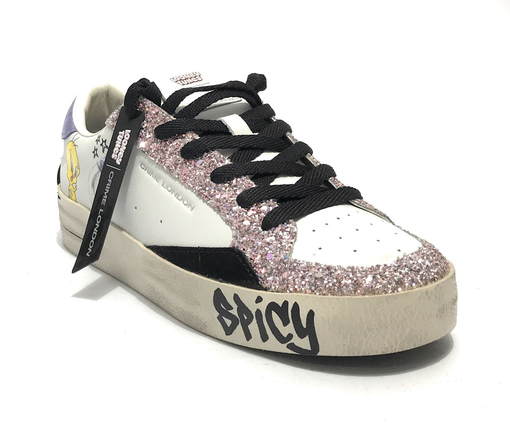 Sneaker donna Crime London Sk8 deluxe in pelle white/ glitter D25CR06 88100AA7.55
