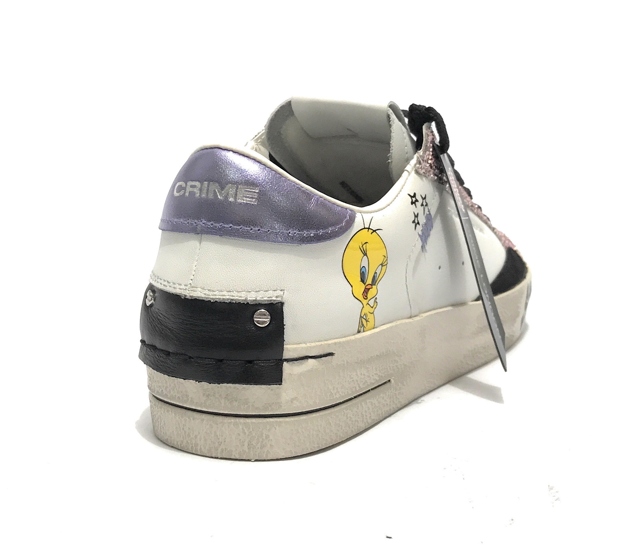 Sneaker donna Crime London Sk8 deluxe in pelle white/ glitter D25CR06 88100AA7.55