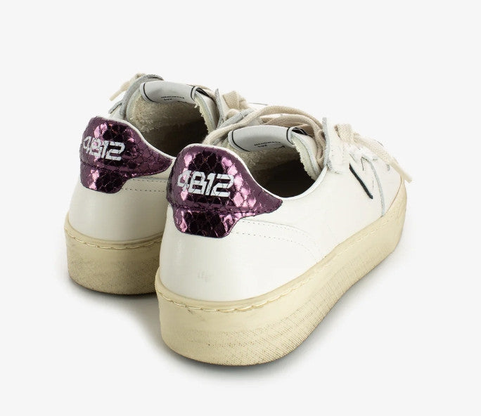 Scarpe donna 4B12 sneaker in pelle bianco/ viola DS25QB12 HYPER-D827