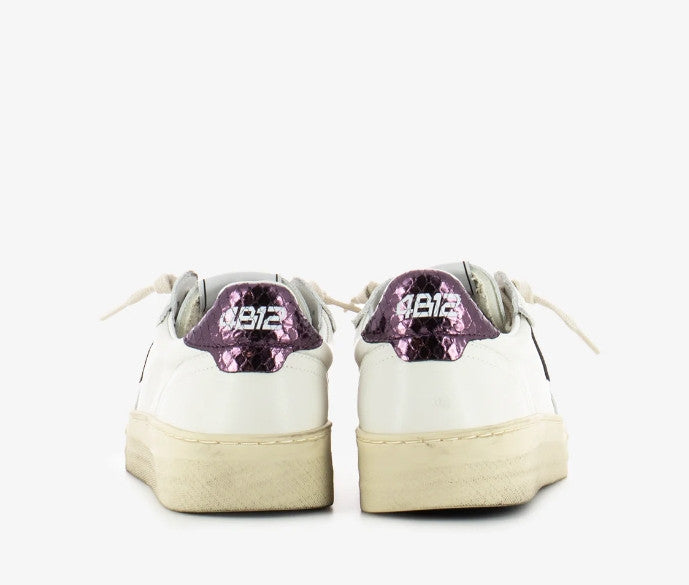 Scarpe donna 4B12 sneaker in pelle bianco/ viola DS25QB12 HYPER-D827