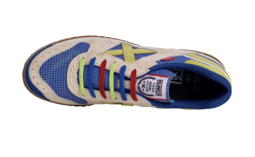 Scarpe Munich sneaker Goal Limited in suede/ nylon beige/ blu / pistacchio US22MU03 1557