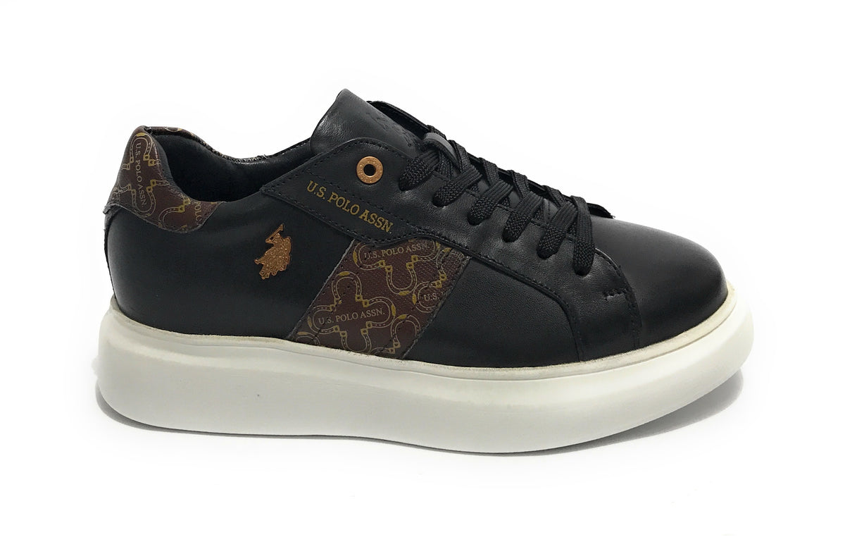 Scarpe donna US Polo sneaker Cardi009 in pelle black/ brown D23UP01