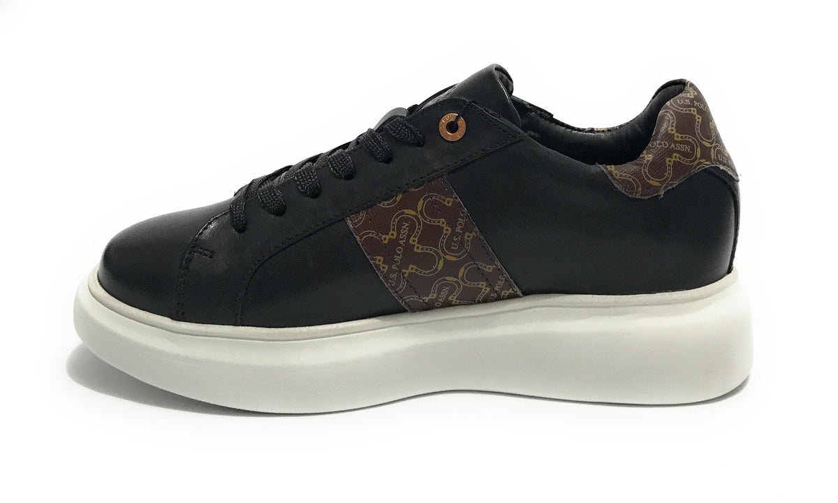 Scarpe donna US Polo sneaker Cardi009 in pelle black/ brown D23UP01