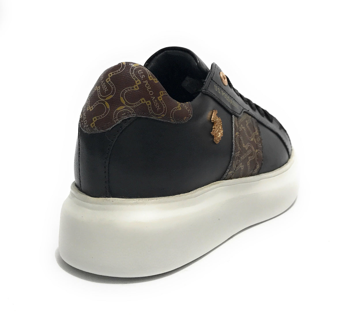 Scarpe donna US Polo sneaker Cardi009 in pelle black/ brown D23UP01