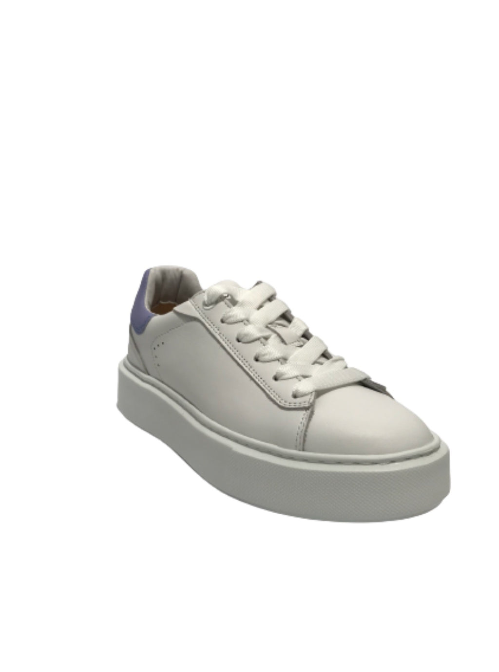 Scarpe donna Ambitious 12151W sneakers in pelle white/ purple fondo alto DS23AM01