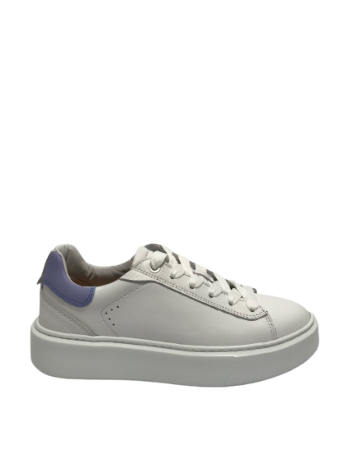 Scarpe donna Ambitious 12151W sneakers in pelle white/ purple fondo alto DS23AM01