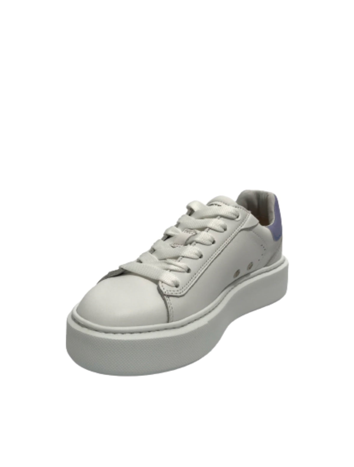 Scarpe donna Ambitious 12151W sneakers in pelle white/ purple fondo alto DS23AM01