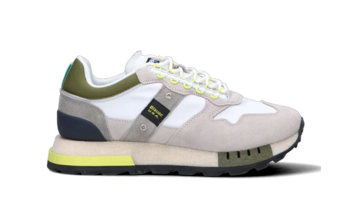 Scarpe Blauer sneaker Heron 02 in suede/ nylon white/ military US24BU06 S4HERON02/RIS