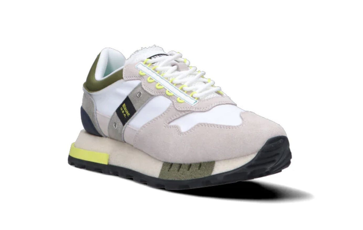 Scarpe Blauer sneaker Heron 02 in suede/ nylon white/ military US24BU06 S4HERON02/RIS